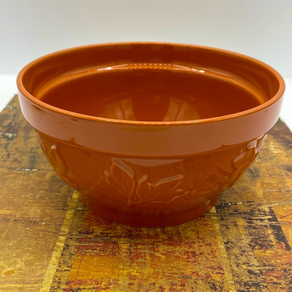 The Pioneer Woman Cornucopia Medium Burnt Orange Mixing Bowl Autumn Fall Leaves